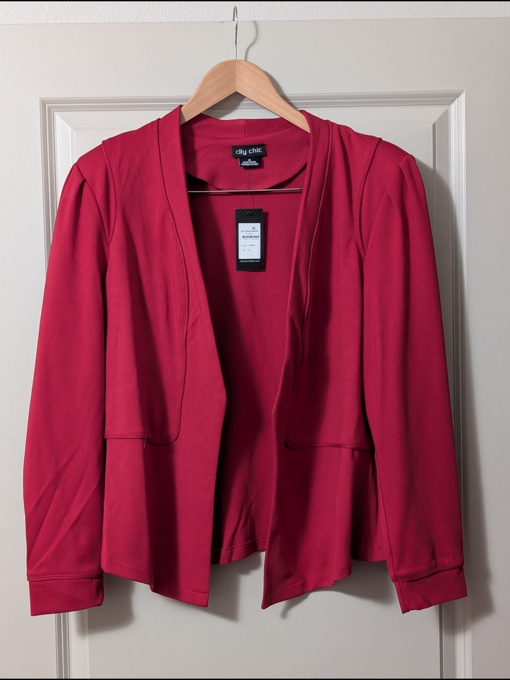 City Chic Open-Front Red Blazer Jacket